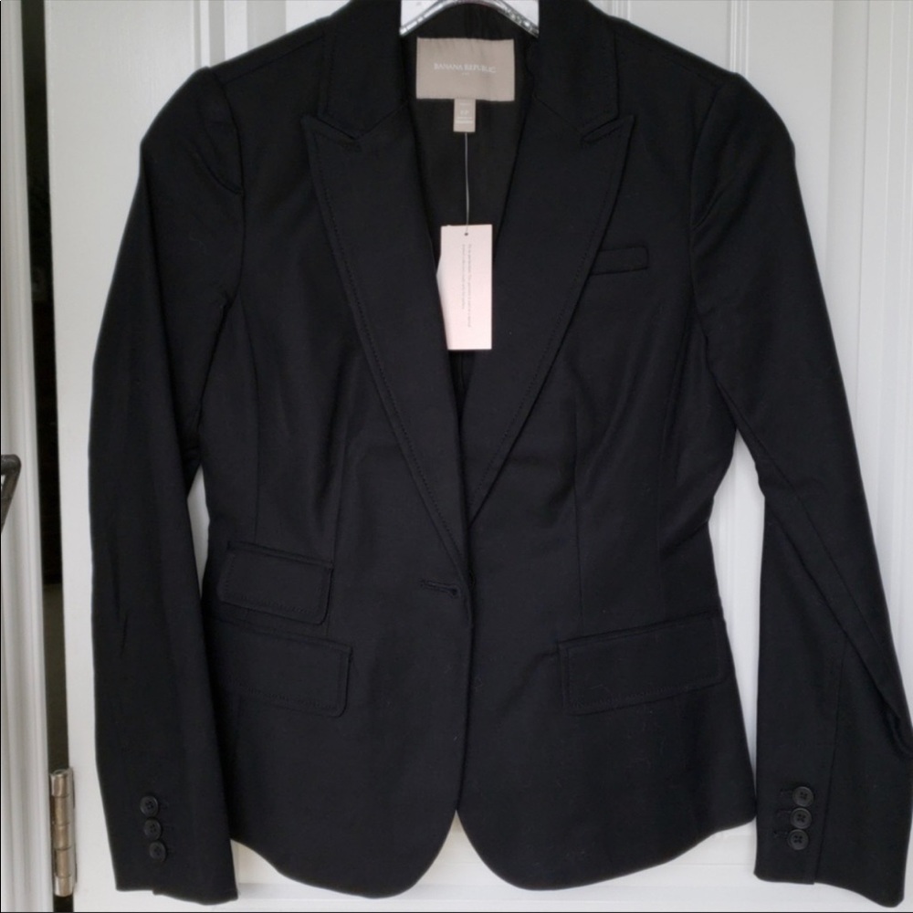 NWT Banana Republic Petite Black Suit Blazer - Picture 4 of 7